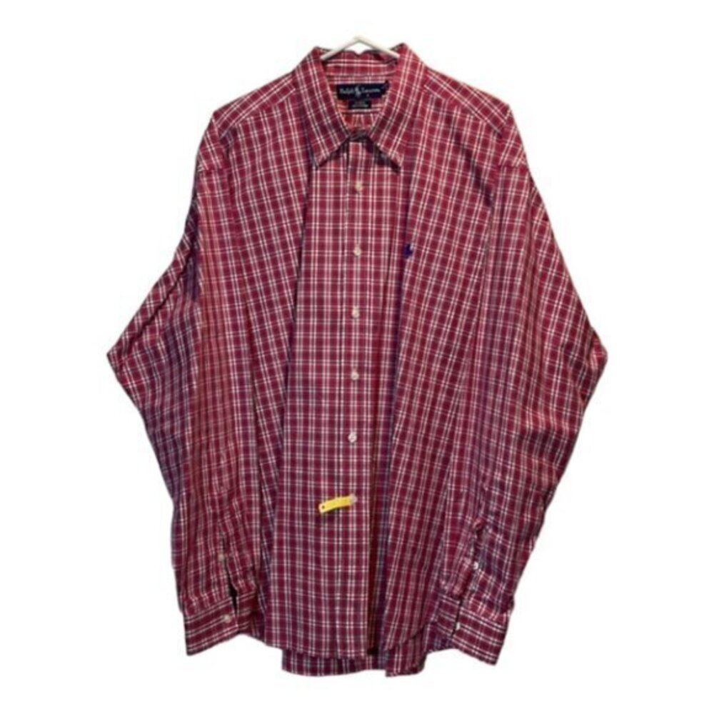 Ralph Lauren Red/Blue Plaid Dress Shirt Button Down Size XXL EUC #6646